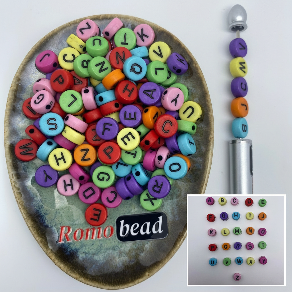 Composite image for flat circle letter beads